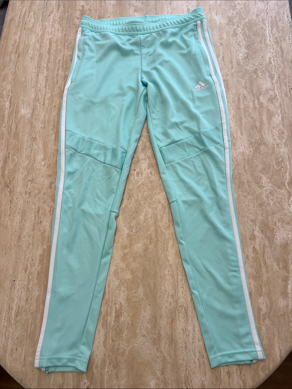 adidas women’s Mint Green Joggers with White Stripes